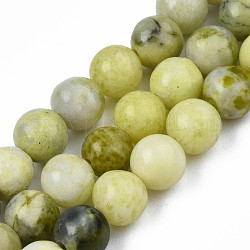 Naturelles jaune moutarde jaspe brins de perles, ronde, 6~6.5mm, Trou: 1mm, Environ 63 pcs/chapelet, 15.5 pouce