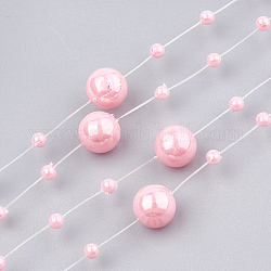 Abs Kunststoffimitation Perlen Perlenbesatz Girlandenstrang, ideal für Türvorhang, Hochzeit Dekoration diy Material, rosa, 3~8 mm, ca. 60 m / Rolle