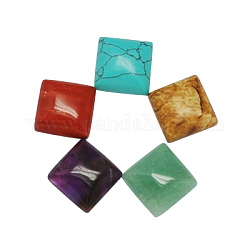Cabochons en pierres gemmes, pierre mixte, carrée, couleur mixte, 16x16x6mm