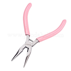 SUNNYCLUE 45# Carbon Steel Jewelry Pliers, Chain Nose Pliers, Wire Cutter, Pink, 12.35x8.6x0.8cm