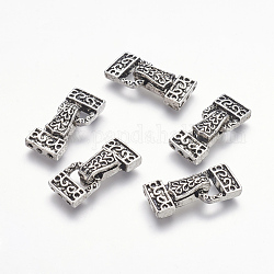 Alloy Fold Over Magnetic Clasps, Nickel Free, Triangle, Antique Silver, Size: about 11mm wide, 25mm long, 7mm thick, hole: 1mm