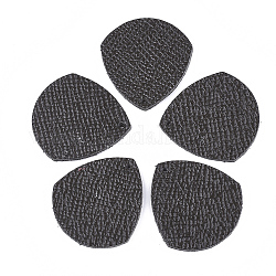 Pendentifs en cuir de vachette écologiques, larme, noir, 34x31.5x2mm, Trou: 1.5mm