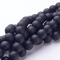 Fili di perline agata nero naturale, grado a, smerigliato, tondo, tinti e riscaldato, 12mm, Foro: 1.5 mm, circa 33pcs/filo, 15.5 pollice