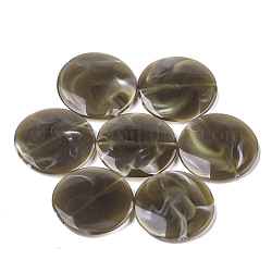 Perles acryliques, style de pierres fines imitation, plat rond, café, 32x6mm, Trou: 1.6mm, environ 140 pcs/500 g