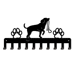 Perchas de gancho montadas en la pared de hierro, estante organizador decorativo con 10 ganchos, para bolso ropa llavero bufanda colgante titular, Patrón de perro, 115x250mm