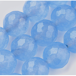 Natürliche Malaysia Jade Perlen Stränge, gefärbt, facettiert, Runde, Licht Himmel blau, 10 mm, Bohrung: 1.2 mm, ca. 37 Stk. / Strang, 14.9 Zoll