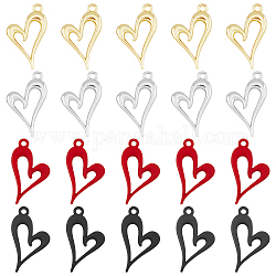 Superfindings pendenti in lega 32 pz 4 colori, cuore, colore misto, 24x14x2.5mm, Foro: 1.6 mm, 8 pz / colore