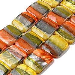 Spray Painted Natural Freshwater Shell Beads Strands, Square, Colorful, 18x18.5x3~4mm, Hole: 0.9mm, about 22pcs/strand, 15.79 inch(40.1cm)