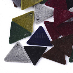 Pendenti acrilici floccati, triangolo, colore misto, 18x21x2mm, Foro: 1.5 mm