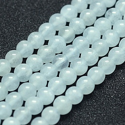 Natural Aquamarine Beads Strands, Grade A, Round, 4mm, Hole: 1mm, about 94pcs/strand, 15.5 inch(39.5cm)