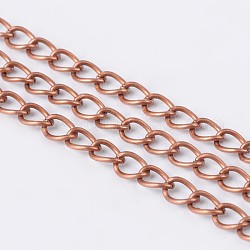 Iron Side Twisted Chain, Unwelded, Lead Free and Nickel Free, with Spool, Red Copper, 6x4x0.7mm, about 328.08 Feet(100m)/roll