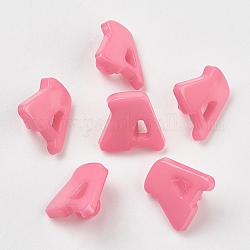 Acrylic Shank Buttons, 1-Hole, Dyed, Letter A, Pink, 14x13x2mm, Hole: 3mm