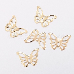 304 Stainless Steel Charms, Butterfly, Golden, 10.5x15x0.6mm, Hole: 1~4mm