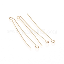304 Stainless Steel Eye Pins, Golden, 22 Gauge, 40x0.6mm, Hole: 2mm