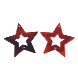 Link acrilico, stile gemstone imitato, stella, rosso, 42.5x44.5x2.5mm, Foro: 2 mm