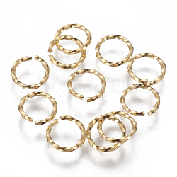 304 gedrehte Biegeringe aus Edelstahl, offene Ringe springen, golden, 18 Gauge, 7.5~8x1 mm, Innendurchmesser: 6 mm