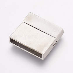 304 Magnetverschluss aus Edelstahl mit Klebeenden, Rechteck, matt, Edelstahl Farbe, 29x31x7 mm, Bohrung: 4x28 mm
