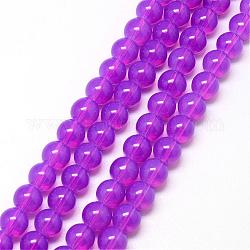 Baking Painted Glass Beads Strands, Imitation Opalite, Round, Medium Orchid, 8mm, Hole: 1.3~1.6mm, about 100pcs/strand, 31.4 inch