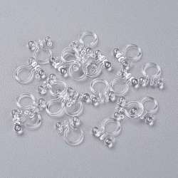 Plastic Clip-on Earring Findings, with Loop, for Non-Pierced Ears, Clear, 11x10x3mm, Hole: 1mm