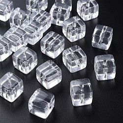 透明なアクリルビーズ  正方形  ホワイト  16.5x16x16mm  穴：3mm  約116個/500g
