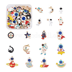 Craftdady 36Pcs 18 Styles Baking Painted Alloy Pendants, Mixed Color, 2pcs/style