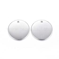 201 Stainless Steel Stamping Blank Tag Pendants, Polishing, Flat Round, Stainless Steel Color, 13x1mm, Hole: 1mm