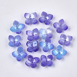 Tappi di perline di acetato di cellulosa (resina), tappi per la produzione di gioielli, 4 -petal, fiore, blu ardesia, 14x14x6mm, Foro: 1.2 mm