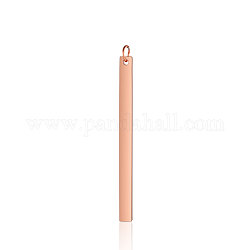 Colgantes de 201 acero inoxidable, con anillo de salto, pulido manual, estampar etiqueta en blanco, Rectángulo, oro rosa, 49.5x4x1.5mm, agujero: 3.5 mm