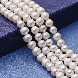 Fili di perle di perle d'acqua dolce coltivate naturali, patata, bianco, 6x5~6mm, Foro: 0.5 mm, circa 68~69pcs/filo, 14.96 pollice (38 cm)