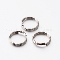 304 anelli portachiavi in ​​acciaio inox, anelli di salto a doppio anello, colore acciaio inossidabile, 8x1mm, circa  7mm diametro interno