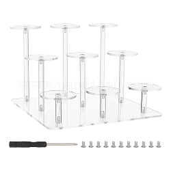 3-Tier Round Transparent Acrylic Toys Action Figures Display Riser Stands, 9-Slot Minifigures Doll Favor Goods Storage Organizer Holder, Clear, 22x22x15cm