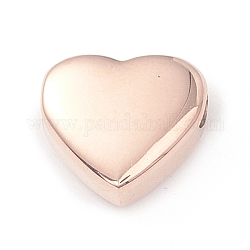 Revestimiento iónico (ip) 304 perlas de acero inoxidable, corazón, oro rosa, 11x12x5mm, agujero: 2 mm
