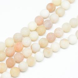Fili di perline giada bianco naturale, tinto, smerigliato, tondo, mocassino, 8~9mm, Foro: 1 mm, circa 46~48pcs/filo, 14.9 pollice