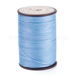 Ficelle ronde en fil de polyester ciré, cordon micro macramé, cordon torsadé, pour la couture de cuir, bleu ciel, 0.8mm, environ 54.68 yards (50 m)/rouleau