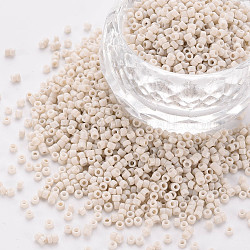 Glass Cylinder Beads, Seed Beads, Baking Paint, Round Hole, Beige, 1.5~2x1~2mm, Hole: 0.8mm, about 45000pcs/bag, about 1pound/bag