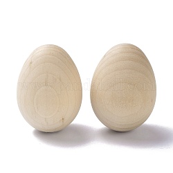 Unfinished Blank Wooden Easter Craft Eggs, DIY Wooden Crafts, Teardrop, Tan, 6x4.4cm