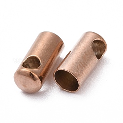 Ion Plating(IP) 304 Stainless Steel Cord Ends, End Caps, Column, Rose Gold, 8.5x3.8mm, Hole: 1.8mm, Inner Diameter: 3mm