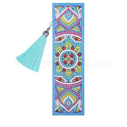 DIY Diamond Painting Stickers Kits For Bookmark Making, with Diamond Painting Stickers, Resin Rhinestones, Diamond Sticky Pen, Tassel, Tray Plate and Glue Clay, Rectangle with Mandala Pattern, Mixed Color, 20.8x5.8cm