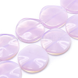 Opalite Beads Strands, Flat Round, Wavy, 15~15.5x4.5~5mm, Hole: 1mm, about 25pcs/strand, 15.35 inch(39cm)