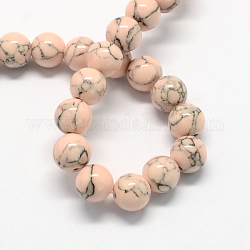 Dyed Synthetic Turquoise Gemstone Bead Strands, Round, Lavender Blush, 8mm, Hole: 1mm, about 50pcs/strand, 15.7 inch