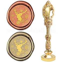 DIY Scrapbook, Brass Wax Seal Stamp and Alloy Handles, Christmas Themed Pattern, 103mm, Stamps: 2.5x1.45cm