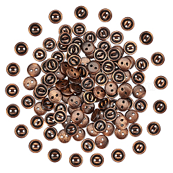 Arricraft 100 pzs Botones de madera natural con 2 agujeros, para coser manualidades, plano redondo con ojo de pez, negro, 1/2 pulgada (12.5 mm)