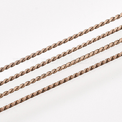 Brass Serpentine Chains, Unwelded, with Spool, Red Copper, 1mm, about 288.71 Feet(88m)/roll