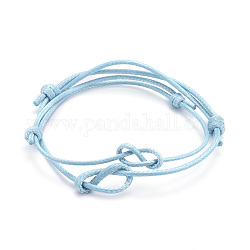 Ensembles de bracelets réglables en cordon de polyester ciré coréen, cyan, diamètre intérieur: 2-1/4~3-1/2 pouce (5.6~8.9 cm), 2 pièces / kit