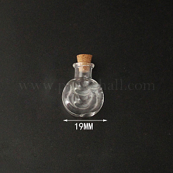 Mini contenitori per perline di bottiglia di vetro borosilicato, bottiglia di desiderio, con tappo di sughero, rotondo e piatto, chiaro, 2.6x1.9cm