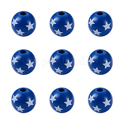 Cuentas de madera natural, accesorios de joyería de diy, redonda con forma de estrella, azul, 5/8 pulgada (16 mm), agujero: 4 mm