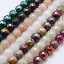 Galvaniques perles de pierres précieuses naturelles brins, ronde, facette, 8mm, Trou: 1.5mm, Environ 47 pcs/chapelet, 14.9 pouce (38 cm)