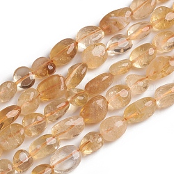 Chapelets de perles de citrine naturelle, pépites, teints et chauffée, pierre roulée, 10~15x7.5~11.5x7.5~12.5mm, Trou: 1mm, Environ 36 pcs/chapelet, 15.67 pouce (39.8 cm)
