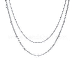 304 двухслойное ожерелье из нержавеющей стали, колье из цепочек-сателлитов и змей, цвет нержавеющей стали, 15.16 дюйм (38.5 см)