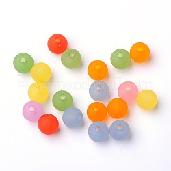 Round Transparent Acrylic Beads, Frosted, Mixed Color, 8mm, Hole: 1.5mm, about 1800pcs/500g